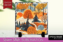 Autumn Forest Slate PNG - Fall Square Slate Sublimation Product Image 1