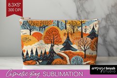 Autumn Forest Cosmetic Bag - Fall Makeup Bag PNG Sublimation Product Image 1