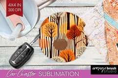 Autumn Forest Car Coaster - Fall Coaster PNG Sublimation Product Image 1