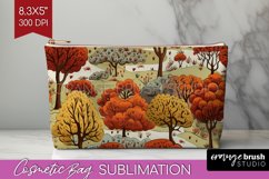 Autumn Forest Cosmetic Bag - Fall Makeup Bag PNG Sublimation Product Image 1