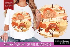 Autumn Forest Round Tshirt Background - Fall PNG Sublimation Product Image 1