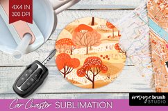Autumn Forest Car Coaster - Fall Coaster PNG Sublimation Product Image 1