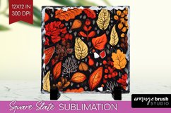 Autumn Forest Slate PNG - Fall Square Slate Sublimation Product Image 1