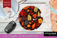 Autumn Forest Car Coaster - Fall Coaster PNG Sublimation Product Image 1