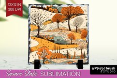 Autumn Forest Slate PNG - Fall Square Slate Sublimation Product Image 1