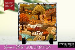 Autumn Forest Slate PNG - Fall Square Slate Sublimation Product Image 1