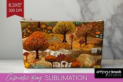 Autumn Forest Cosmetic Bag - Fall Makeup Bag PNG Sublimation Product Image 1