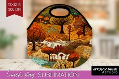 Autumn Forest Lunch Bag - Fall Lunch Bug PNG Sublimation Product Image 1