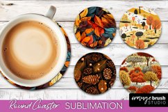 Fall Round Coasters - Autumn Forest Coaster Sublimation Product Image 1