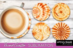 Autumn Tie Dye Round Coaster - Fall Coaster Sublimation Product Image 1