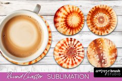 Autumn Tie Dye Round Coaster - Fall Coaster Sublimation Product Image 1