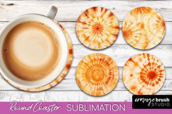 Autumn Tie Dye Round Coaster - Fall Coaster Sublimation Product Image 1