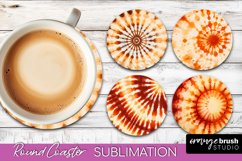 Autumn Tie Dye Round Coaster - Fall Coaster Sublimation Product Image 1