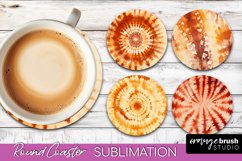Autumn Tie Dye Round Coaster - Fall Coaster Sublimation Product Image 1