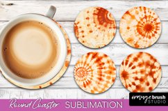 Autumn Tie Dye Round Coaster - Fall Coaster Sublimation Product Image 1