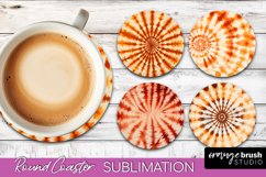 Autumn Tie Dye Round Coaster - Fall Coaster Sublimation Product Image 1