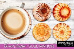 Autumn Tie Dye Round Coaster - Fall Coaster Sublimation Product Image 1