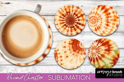 Autumn Tie Dye Round Coaster - Fall Coaster Sublimation Product Image 1