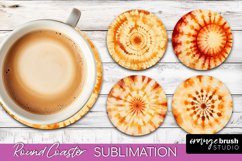 Autumn Tie Dye Round Coaster - Fall Coaster Sublimation Product Image 1