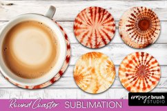 Autumn Tie Dye Round Coaster - Fall Coaster Sublimation Product Image 1