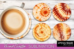 Autumn Tie Dye Round Coaster - Fall Coaster Sublimation Product Image 1