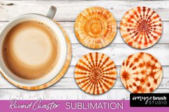 Autumn Tie Dye Round Coaster - Fall Coaster Sublimation Product Image 1