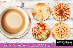 Autumn Tie Dye Round Coaster - Fall Coaster Sublimation Product Image 1