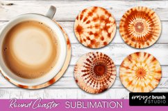 Autumn Tie Dye Round Coaster - Fall Coaster Sublimation Product Image 1