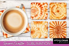 Autumn Tie Dye Square Coaster - Fall Coaster Sublimation Product Image 1