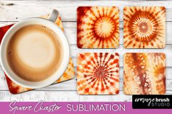 Autumn Tie Dye Square Coaster - Fall Coaster Sublimation Product Image 1
