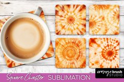 Autumn Tie Dye Square Coaster - Fall Coaster Sublimation Product Image 1