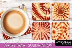 Autumn Tie Dye Square Coaster - Fall Coaster Sublimation Product Image 1