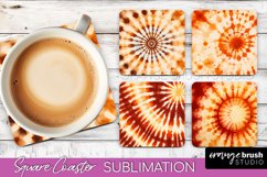 Autumn Tie Dye Square Coaster - Fall Coaster Sublimation Product Image 1