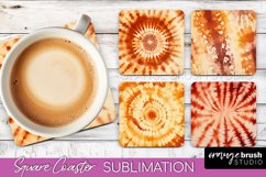Autumn Tie Dye Square Coaster - Fall Coaster Sublimation Product Image 1