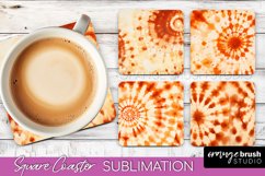 Autumn Tie Dye Square Coaster - Fall Coaster Sublimation Product Image 1