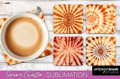 Autumn Tie Dye Square Coaster - Fall Coaster Sublimation Product Image 1