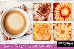 Autumn Tie Dye Square Coaster - Fall Coaster Sublimation Product Image 1