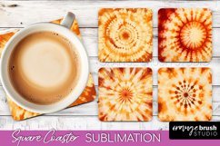 Autumn Tie Dye Square Coaster - Fall Coaster Sublimation Product Image 1
