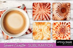 Autumn Tie Dye Square Coaster - Fall Coaster Sublimation Product Image 1