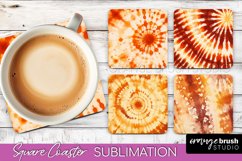Autumn Tie Dye Square Coaster - Fall Coaster Sublimation Product Image 1