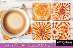 Autumn Tie Dye Square Coaster - Fall Coaster Sublimation Product Image 1
