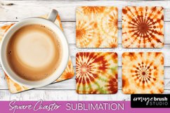 Autumn Tie Dye Square Coaster - Fall Coaster Sublimation Product Image 1
