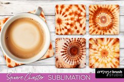 Autumn Tie Dye Square Coaster - Fall Coaster Sublimation Product Image 1
