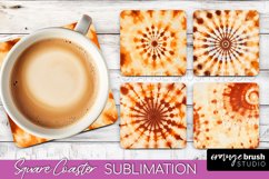 Autumn Tie Dye Square Coaster - Fall Coaster Sublimation Product Image 1