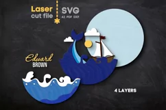 Sea Baby Name Sign SVG Laser cut file for Glowforge Product Image 3