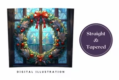 Christmas Wreath Sublimation, Christmas Tumbler Wrap Design Product Image 3