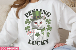 Feeling Lucky PNG, St Patricks Day Cat Sublimation Product Image 3