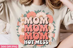 Mom hot mess PNG, Retro Mother Sublimation PNG Product Image 3