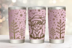 20 oz Tumbler laser svg|Christmas Baby Highland Cow wrap Product Image 3