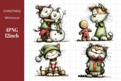 Christmas Cat PNG, Whimsical Cat Clipart Product Image 1